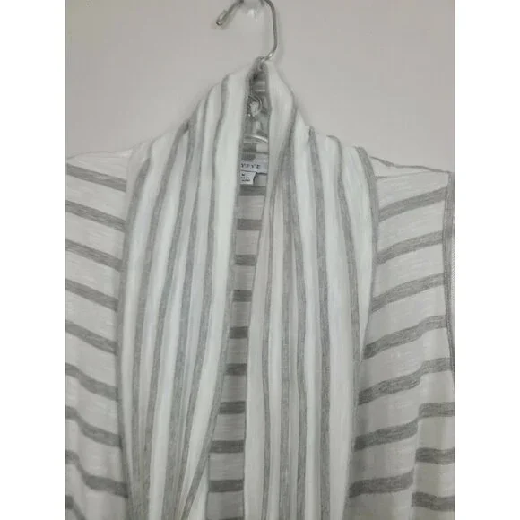 HYFVE Gray White Striped Drape Wrap Front Sleeveless Top Size Medium - Picture 3 of 8